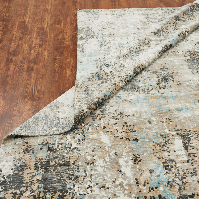 Abstract Area Rug in Beige, Rectangle 12' x 15'