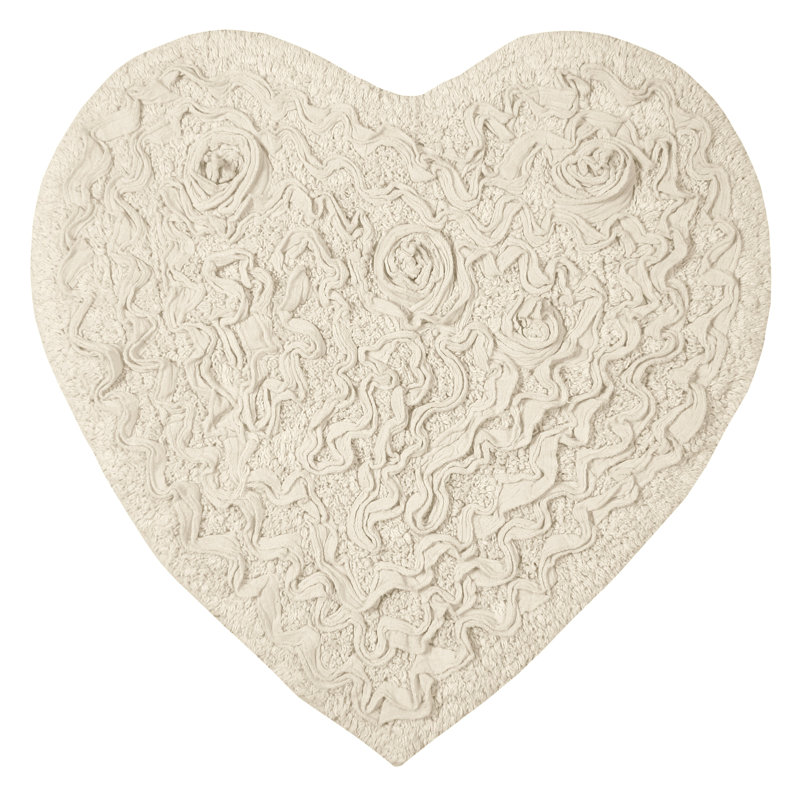 Schoenberger Heart Shape Bath Rug 25"x25", Ivory