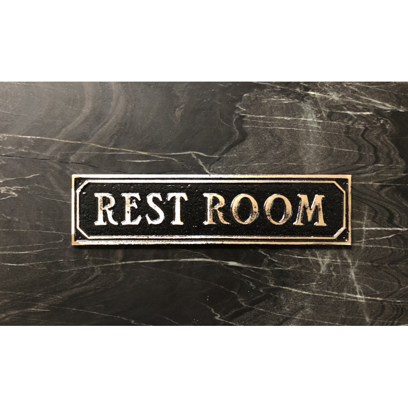 Plaque de porte de toilettes, Laiton antique noir