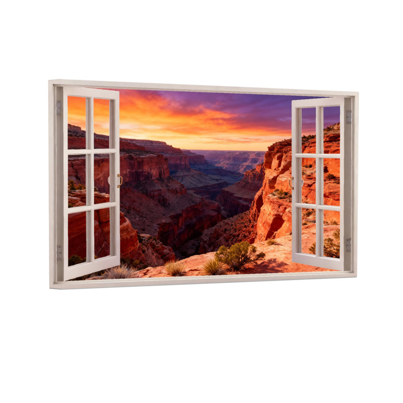 Paysage et nature Vue du coucher de soleil du Grand Canyon à travers la fenêtre, H 20 po x l 30 po