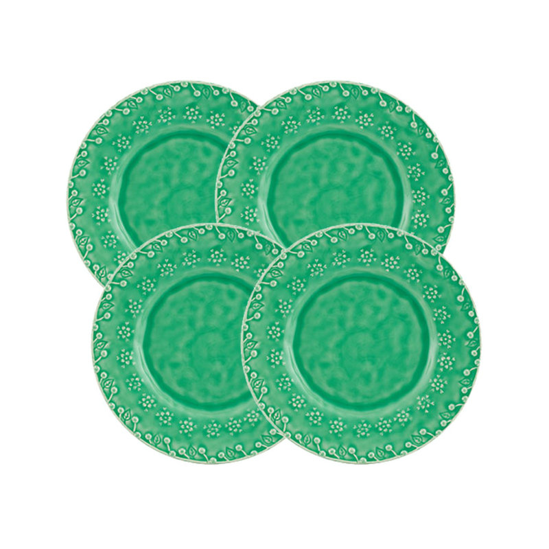 Flora Earthenware Salad/Dessert Plate, Green