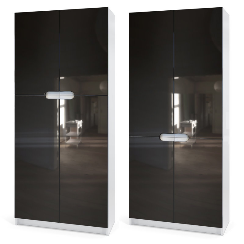 Mazeppa 4 -Door 4 -Shelf, Matt white/Black