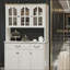 Armoire de cuisine autoportante, armoire de rangement avec 6 portes, 2 tiroirs et 3 tablettes réglables