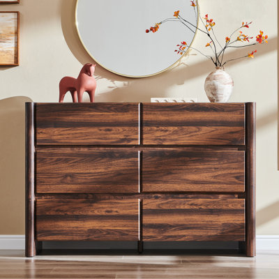 Bolanos Modern 6 Drawers Dresser for Bedroom, 47" Wide Wood Dressers & Chests of Drawers, Wood Night Stand w/Rounded Corner Design for Bedroom