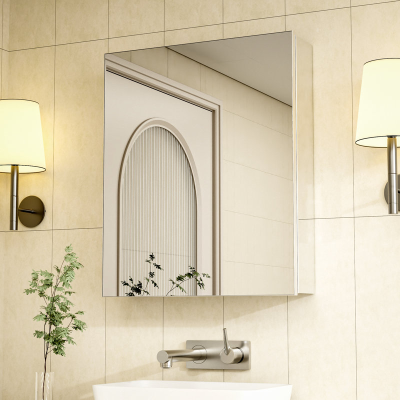 Recessed & Surface Mount Medicine Cabinet With Mirror, Adjustable Shelves And Soft-Close Hinges, 24" H x 20" W x 5" D