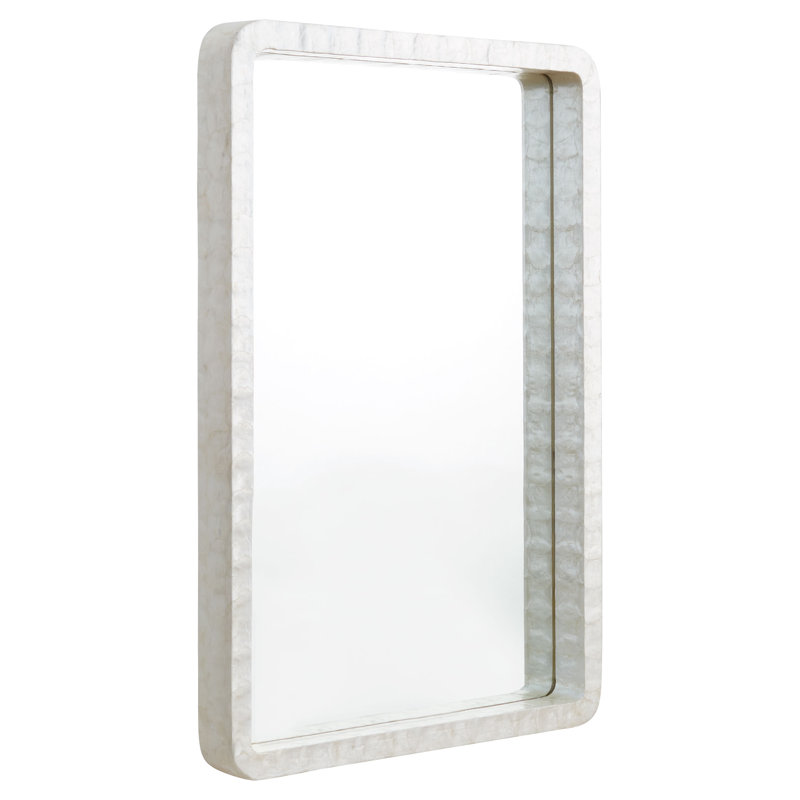 Triton Rectangle Bone Mirror, 40" x 28", White
