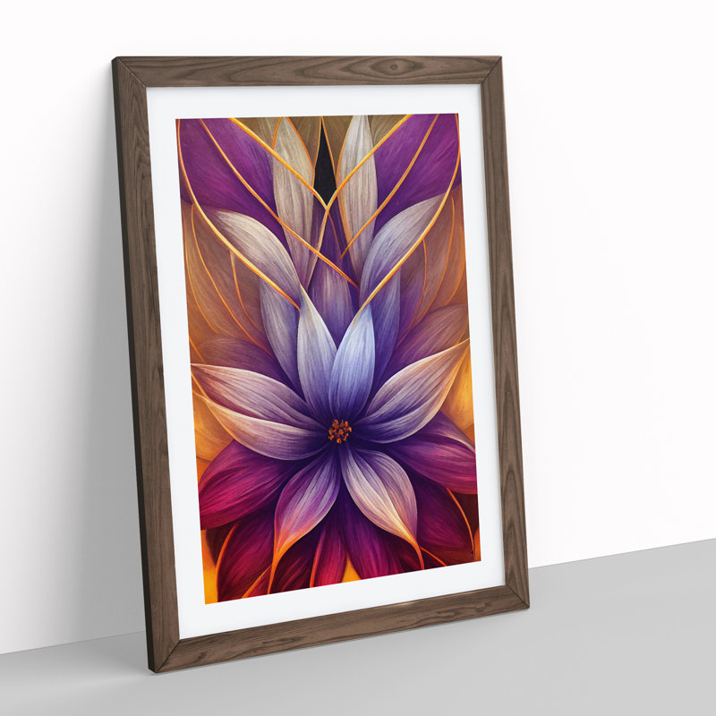 A Super Flower - Single Picture Frame Print, 34cm H x 25cm W x 2cm D, Walnut