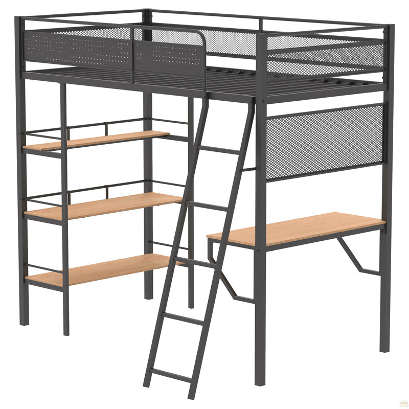 Lit mezzanine simple à 3 tablettes