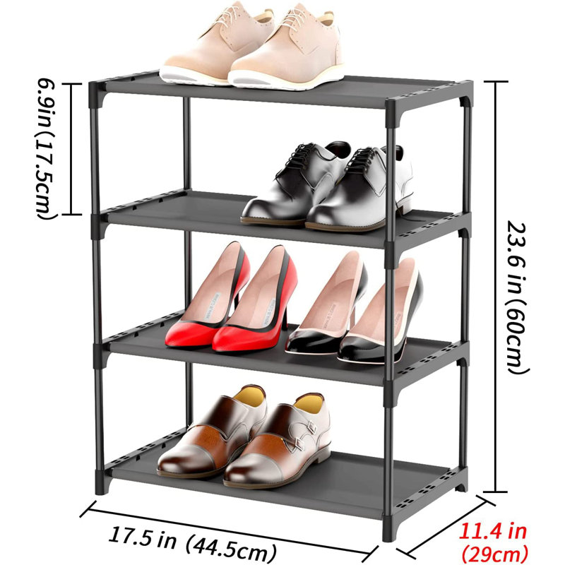 8 Pair Stackable Shoe Rack, Black