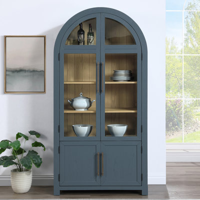 Vitrine Magnolia avec portes vitrées et rangement caché