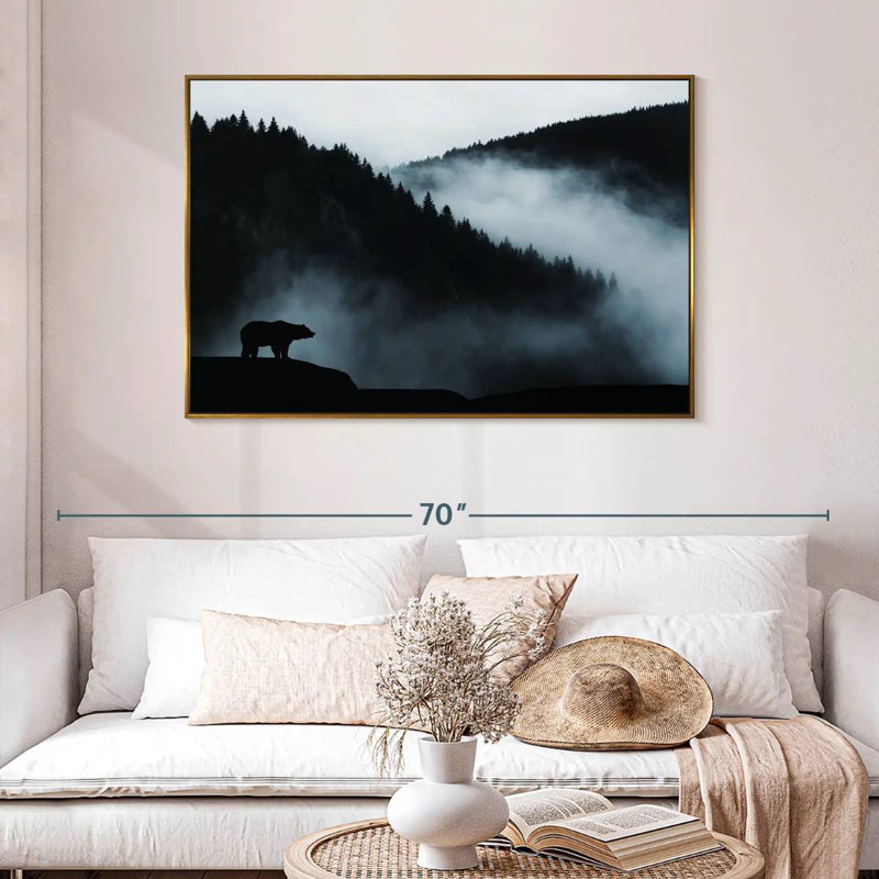 Ours brumeux, 46 po x 31 po, Cadre flottant doré