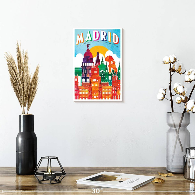 Affiche rétro de Madrid, Madrid, H 12 po x l 8 po