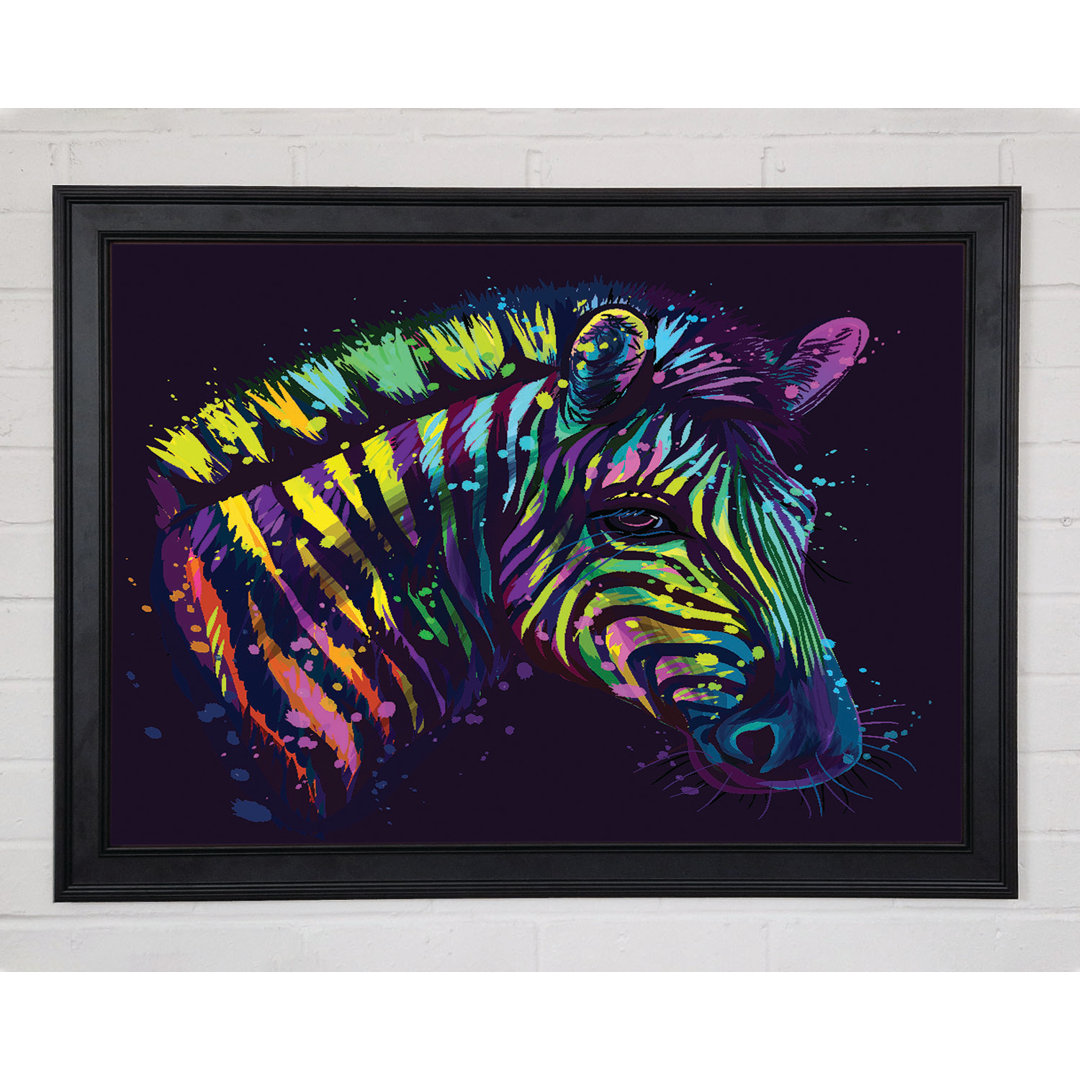 Regenbogen Zebra Leben Gerahmter Druck