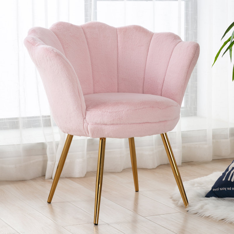 Dorval Upholstered Armchair, Pink Faux Fur