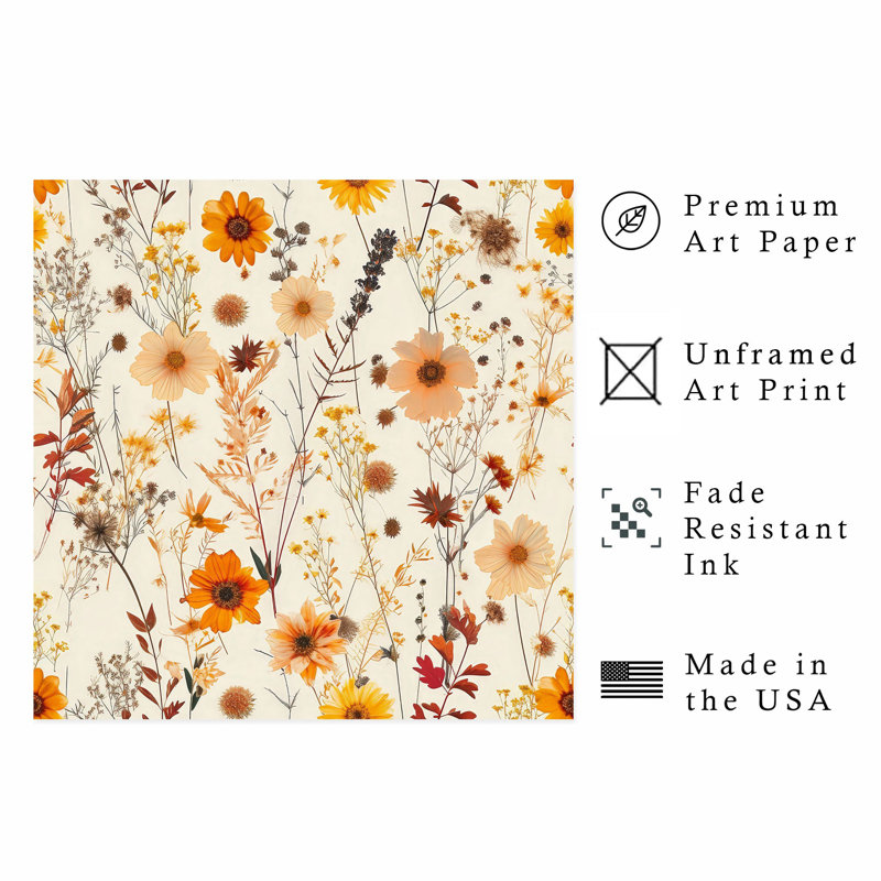 «Botanical Fall Wildflowers», impression de chalet sans cadre, H 16 po x l 16 po