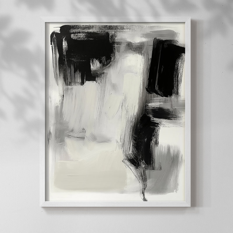Série ABSTRACT DCCLxxxi III - Impression encadrée de qualité supérieure - prête à être accrochée - aucun clou requis, Blanc