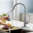 Single-Handle Pull-Down Kitchen Faucet with Deck Plate, 3-Function Spray Head, and 360-Degree Swivel Nozzle-94553826