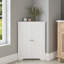 Armoire de plancher au sol avec 2 portes et tablettes réglables, armoire de rangement étroite autoportante, armoires de rangement en coin pour la salle de bain, la cuisine, le salon ou la chambre à coucher