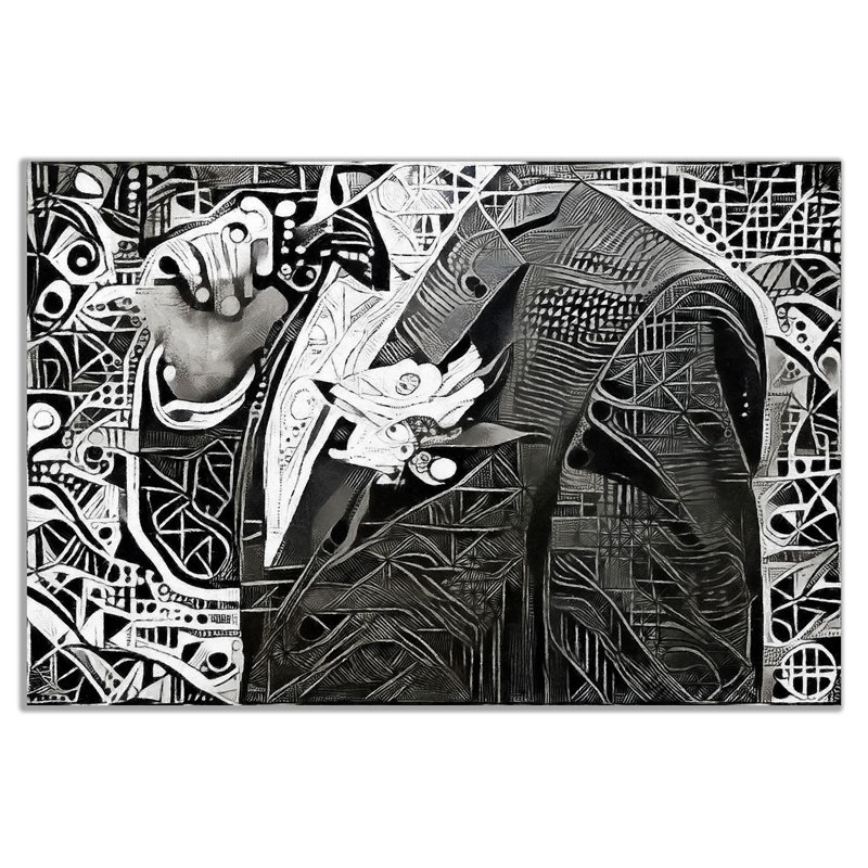 Beautiful Black And White Modern Art Man In Jacket - Wrapped Canvas Print, 20cm H x 31cm W