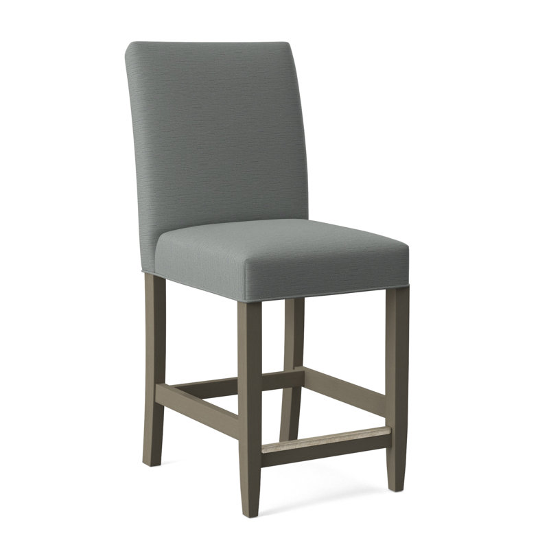 Manhattan Upholstered Stool with Solid Wood Frame, Snow Crypton Performance; 0884-91, Stone Hearth Finish