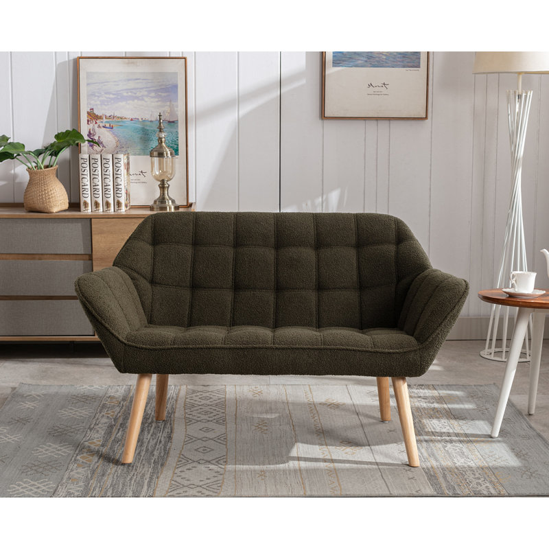 Lisander Upholstered 48.75'' Sofa, Green Sherpa