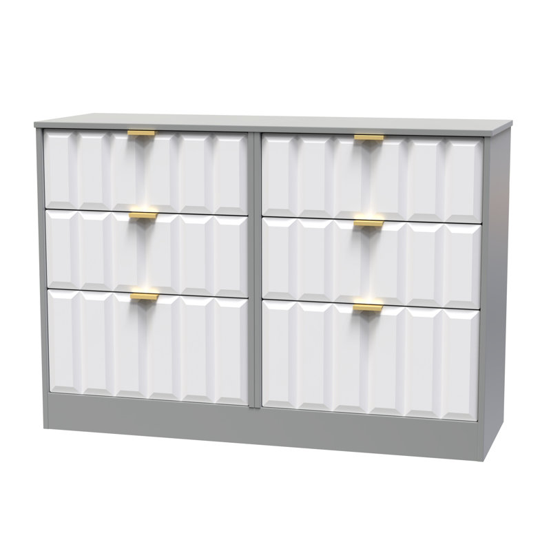 Besian 115cm W 6 - Drawer Chest of Drawers, White Matt/Dusk Grey