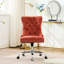 Fauteuil de bureau orange rotatif rembourré à boutons orange, base en métal, coussin à rebond élevé, boutons tirés à la main, garniture cloutée décorative, réglable-574574770-574574772-574574775