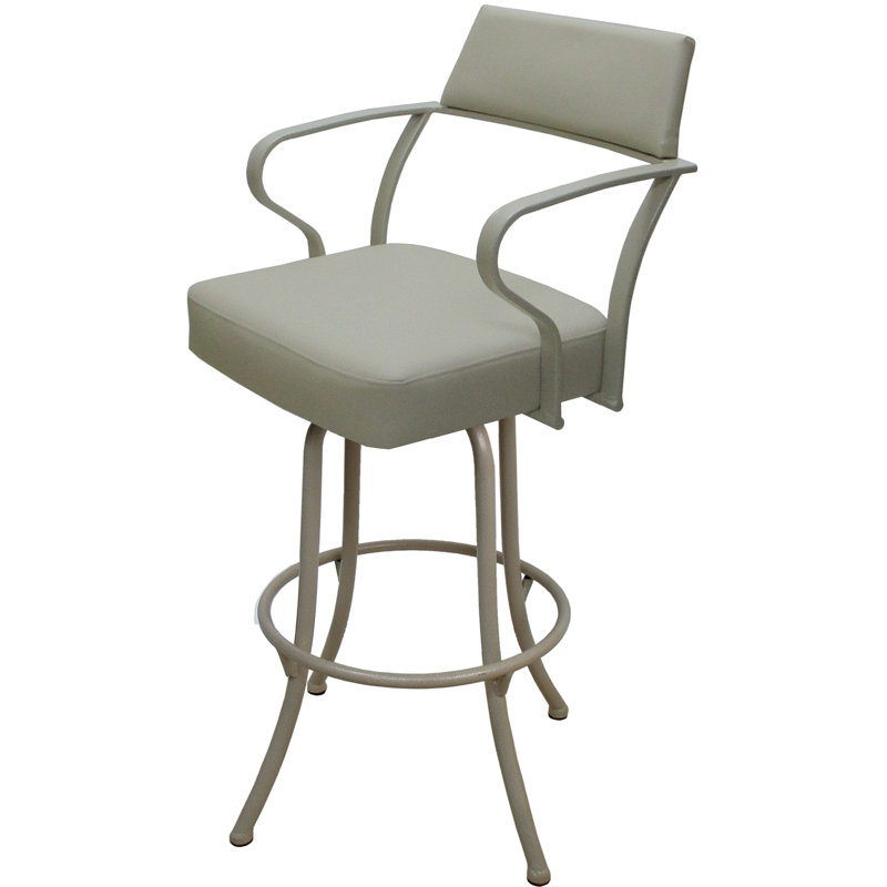 Jabria Swivel Upholstered Counter Extra Tall Stool with Metal Frame, Beige, Beige