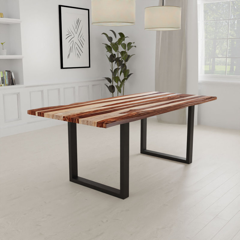 Table de salle à manger Genes Live Edge Sheesham, Noir / bois, L 80 po x l 40 po x H 30 po