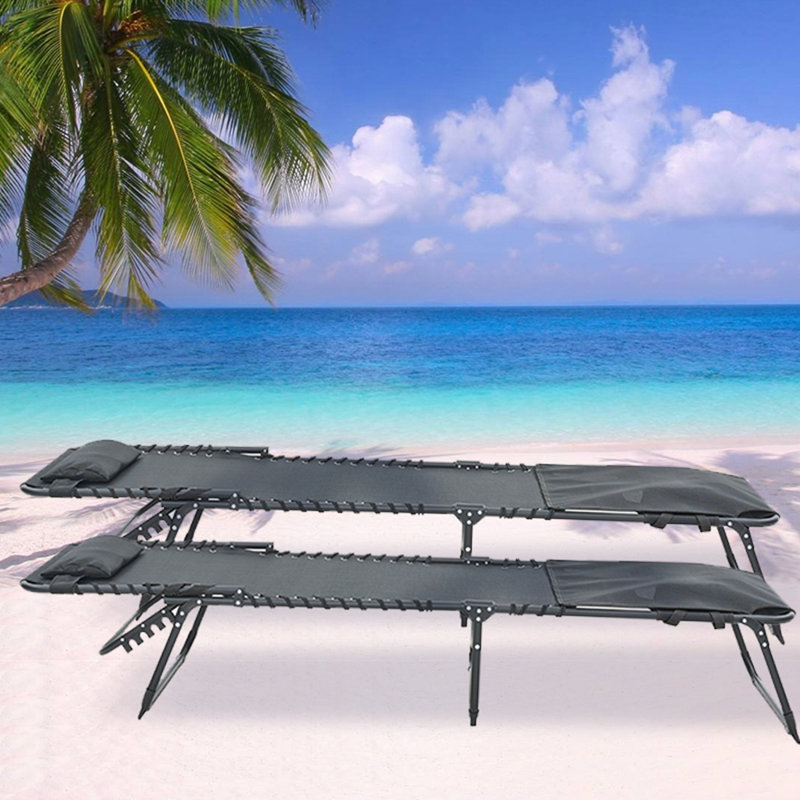Face Down Chaise Lounge Chair 5-Position Adjustable Sunbathing, Black