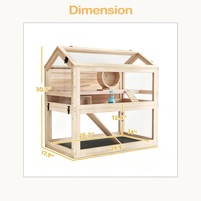 Cage spacieuse pour petits animaux, cage à hamster en bois, cage pour animaux
