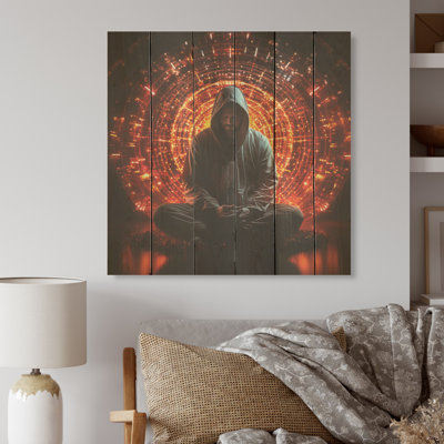 Yoga Kundalini Awakening - Yoga Wood Panel Wall Art On Natural Pine Wood