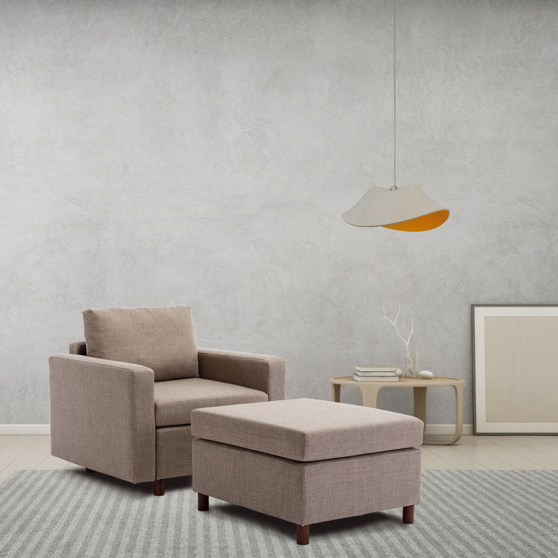 Repose-pieds mobile simple pour canapé modulaire modulaire sans fonction de rangement, housses de coussin de repose-pieds non amovibles et non lavables, gris