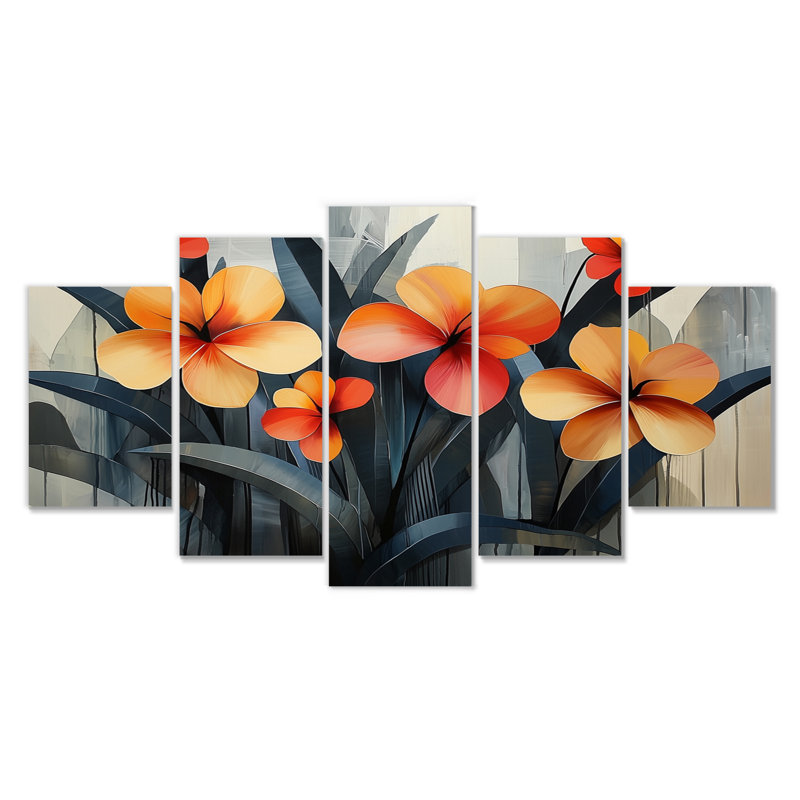 Hibiscus d'été dans une symphonie géomère II - Hibiscus hibiscus, décoration murale - art mural traditionnel diamant