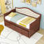 Lit de jour simple en bois avec lit gigogne et 2 tiroirs-605780248