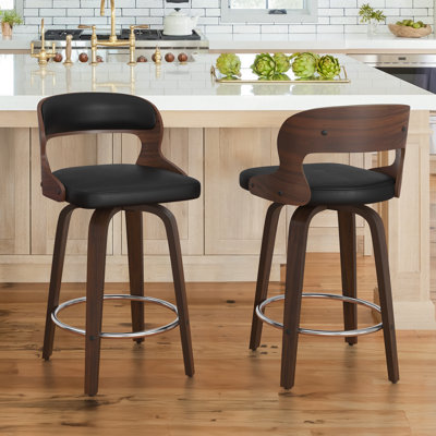Carylon Swivel Upholstered Faux Leather Counter Stool
