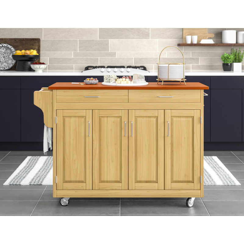 Littrell Kitchen Island, Natural Solid Wood