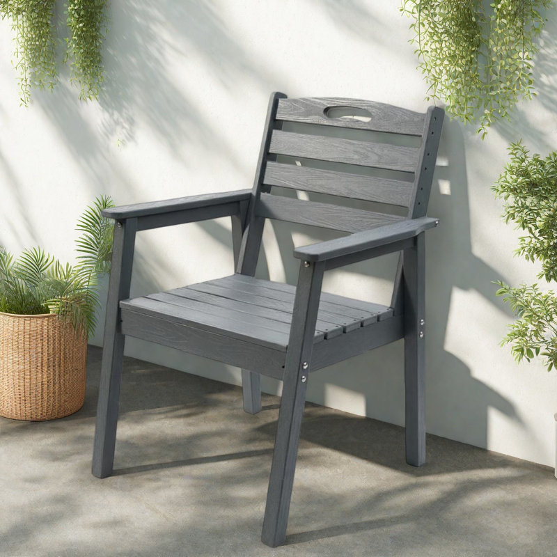 Chaises de patio durables en PEHD, style moderne pour l'extérieur, gris