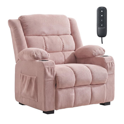 Fauteuil inclinable surdimensionné, canapé inclinable électrique, fauteuil avec accoudoirs pour adultes, assise de 66 cm de large, fonction de mémorisation de la posture, télécommande, revêtement texturé, deux porte-gobelets et port USB pour salon.