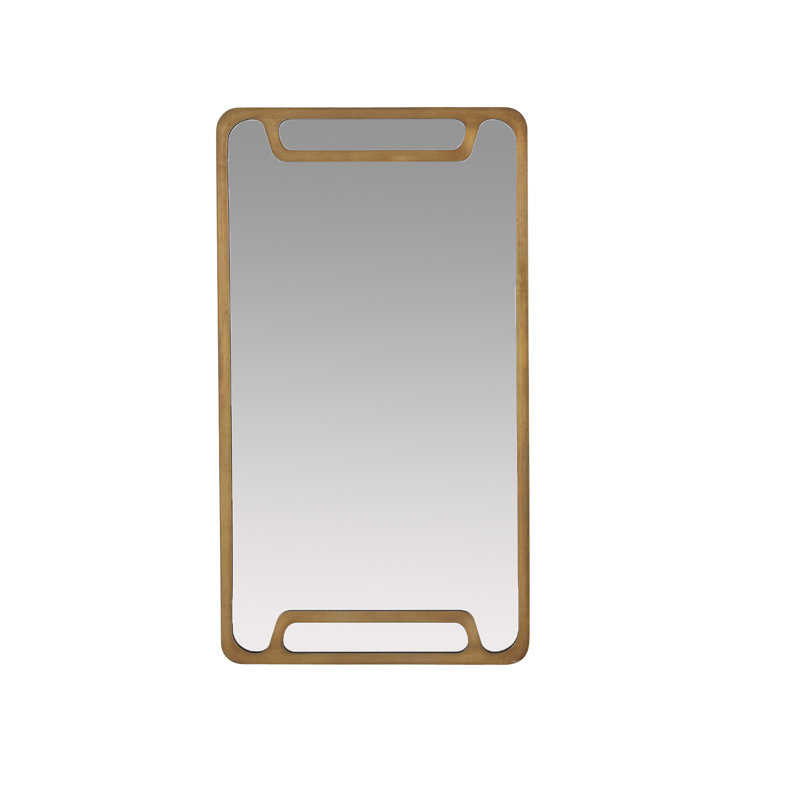 Dodger Rectangle Iron Mirror, Vintage Brass