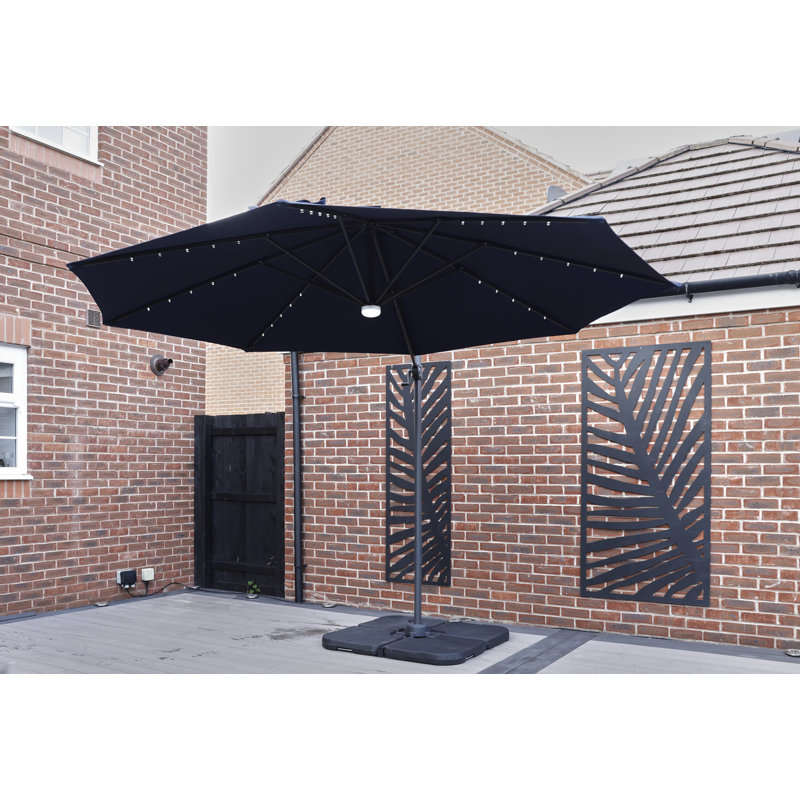 Adesubomi 300cm Lighted Cantilever Parasol, Dark Blue