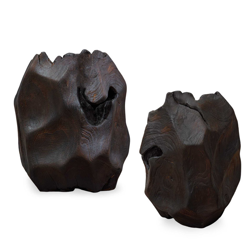Sculpture en teck Ember Root, ensemble de 2