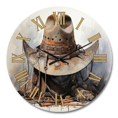 Minimalism Cowboy Hat III - Cowboys Face Wall Clock