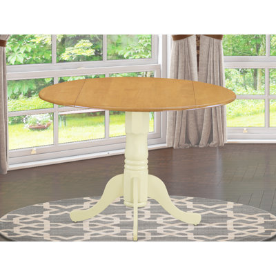 Table de salle à manger Dublin - une table de cuisine ronde avec base Dropleaf et piédestal, chêne et babeurre
