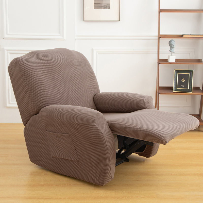 Housse pour fauteuil inclinable à coussins carrés/rectangulaires, Mélange de polyester brun clair