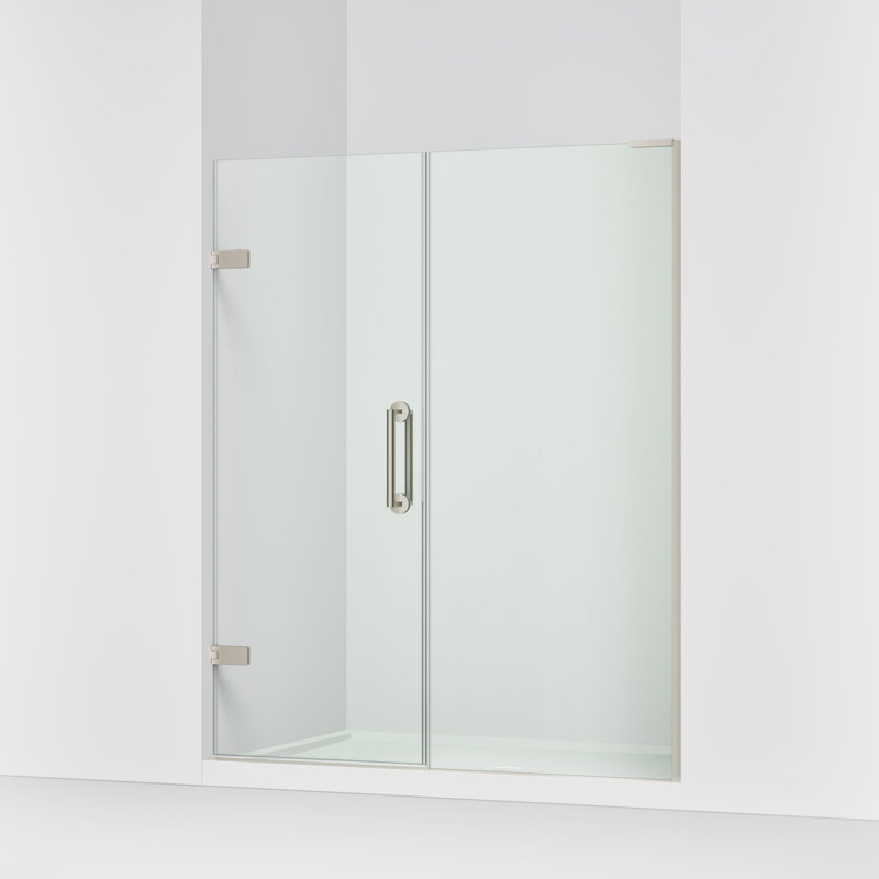 Components 58-In58-3/4-In W X 71-1/2-In H Frameless Pivot Shower Door With 3/8-In Crystal Clear Glass And Back-To-Back Vertical Door Pulls