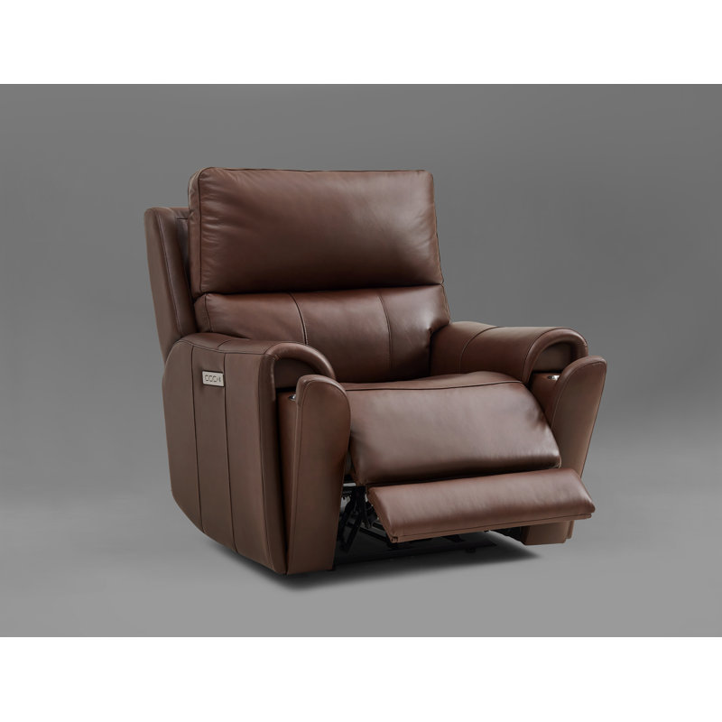 Fauteuil inclinable électrique avec gravité zéro, cuir fleur, appui-tête réglable et soutien lombaire, Marron foncé