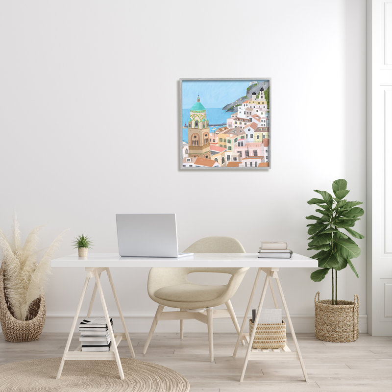 «Amalfi Traditional Italian Architecture Coastal Cliffside Cityscape», art mural sur toile surdimensionné par Carla Daly