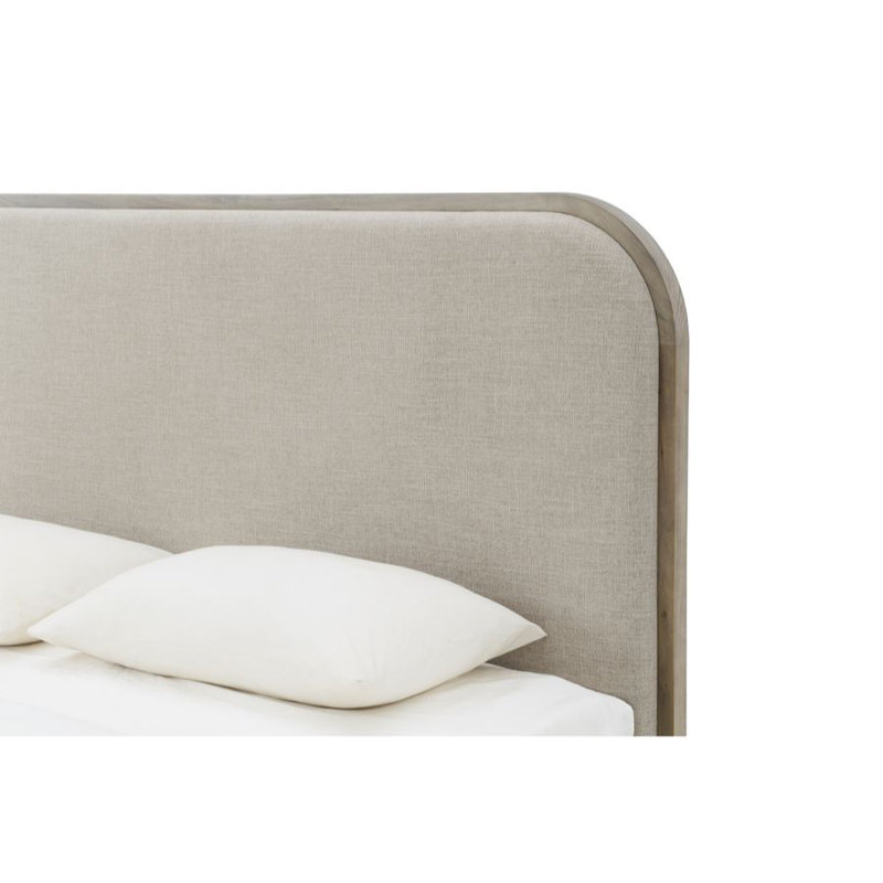 Emery Solid Poplar Dusted Stone Wood Finish Modern King Bed, Queen