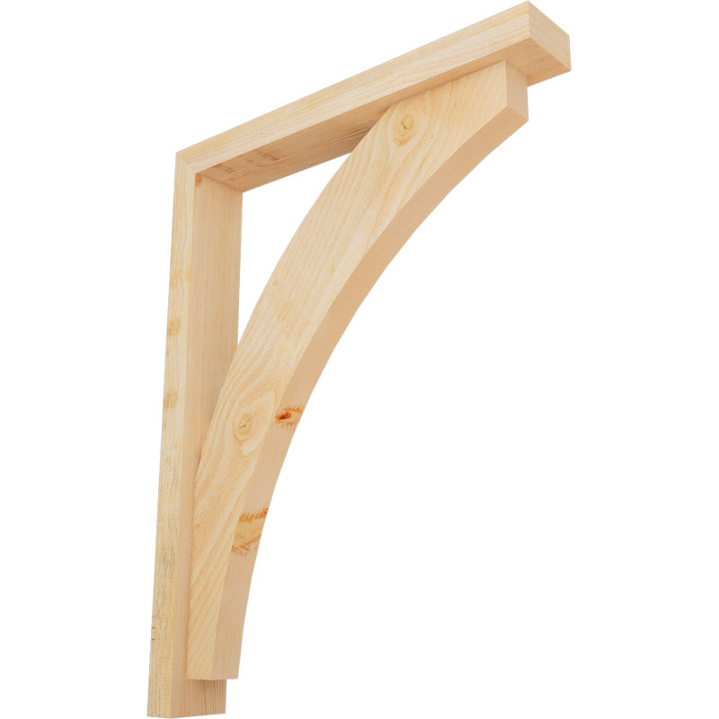 Thorton Block Bracket with Offset Brace, 34 x 26, 4"W Douglas Fir (Rough Sawn)